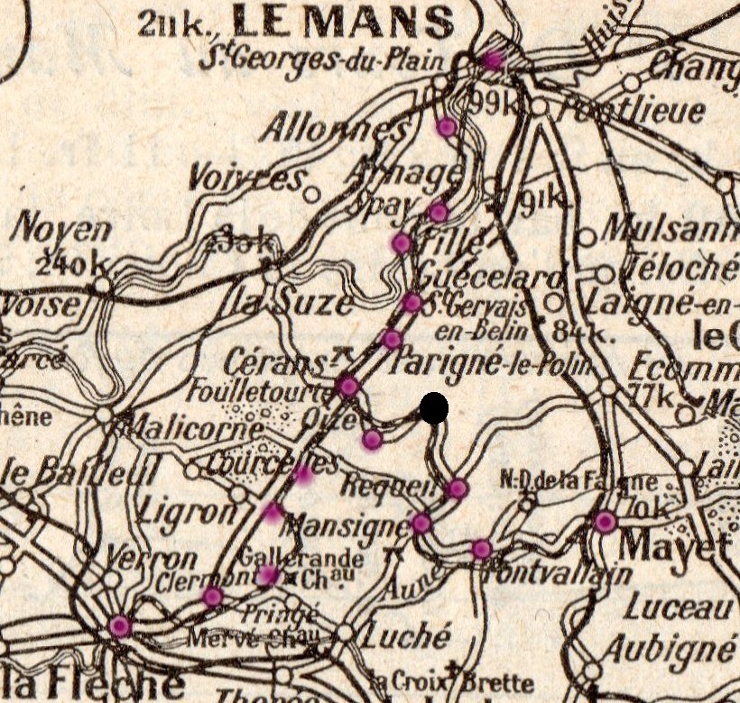 Carte Réseau / Map Tramways de La Sarthe: Le  Mans - Mayet, Le Mans - La Flèche